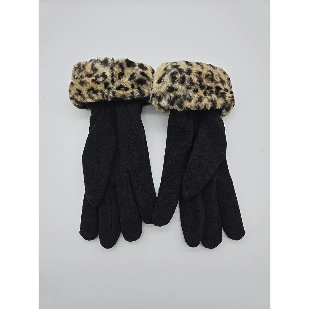 Berkshire Fashion Faux Leopard Fur & Fleece  Gloves Women's One Siz Fits Most